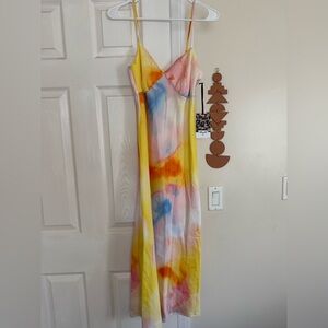 Diane Von Furstenberg Yellow and Pink Tie-Dye Dress